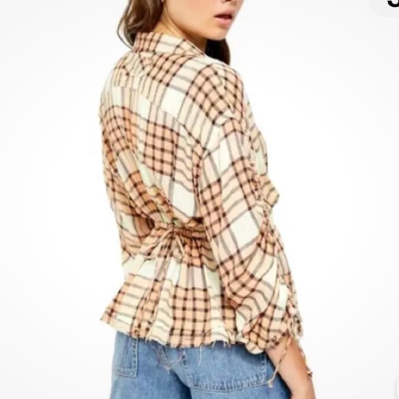 Free people pacific Dawn Drawstring plaid shirt - Picture 3 of 4